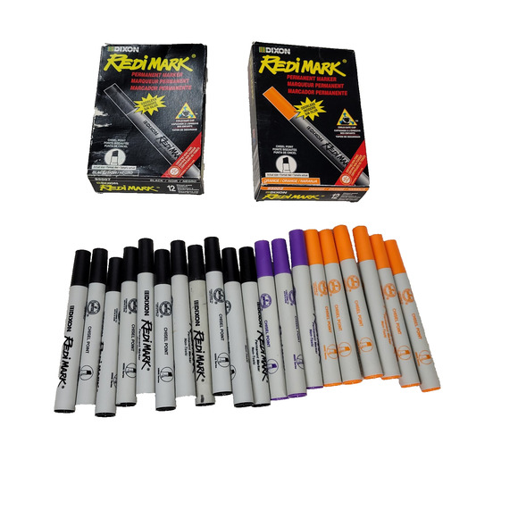 Dixon Industrial RediMark Permanent Markers Chisel Point Metal Barrel Box Art - Picture 1 of 7